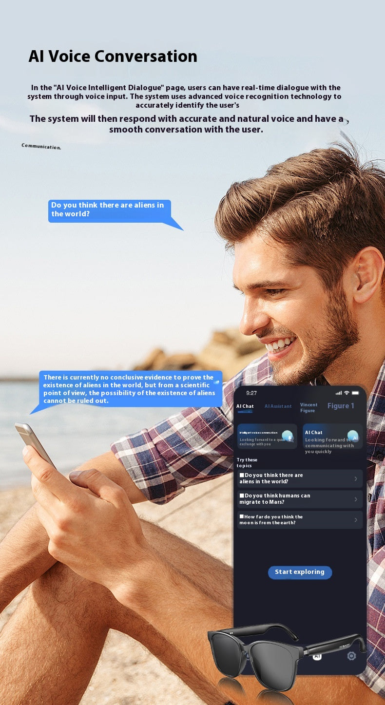 Recording & Translating AI Translation Wireless Bluetooth Glasses Headset Language Real-time Interpretation