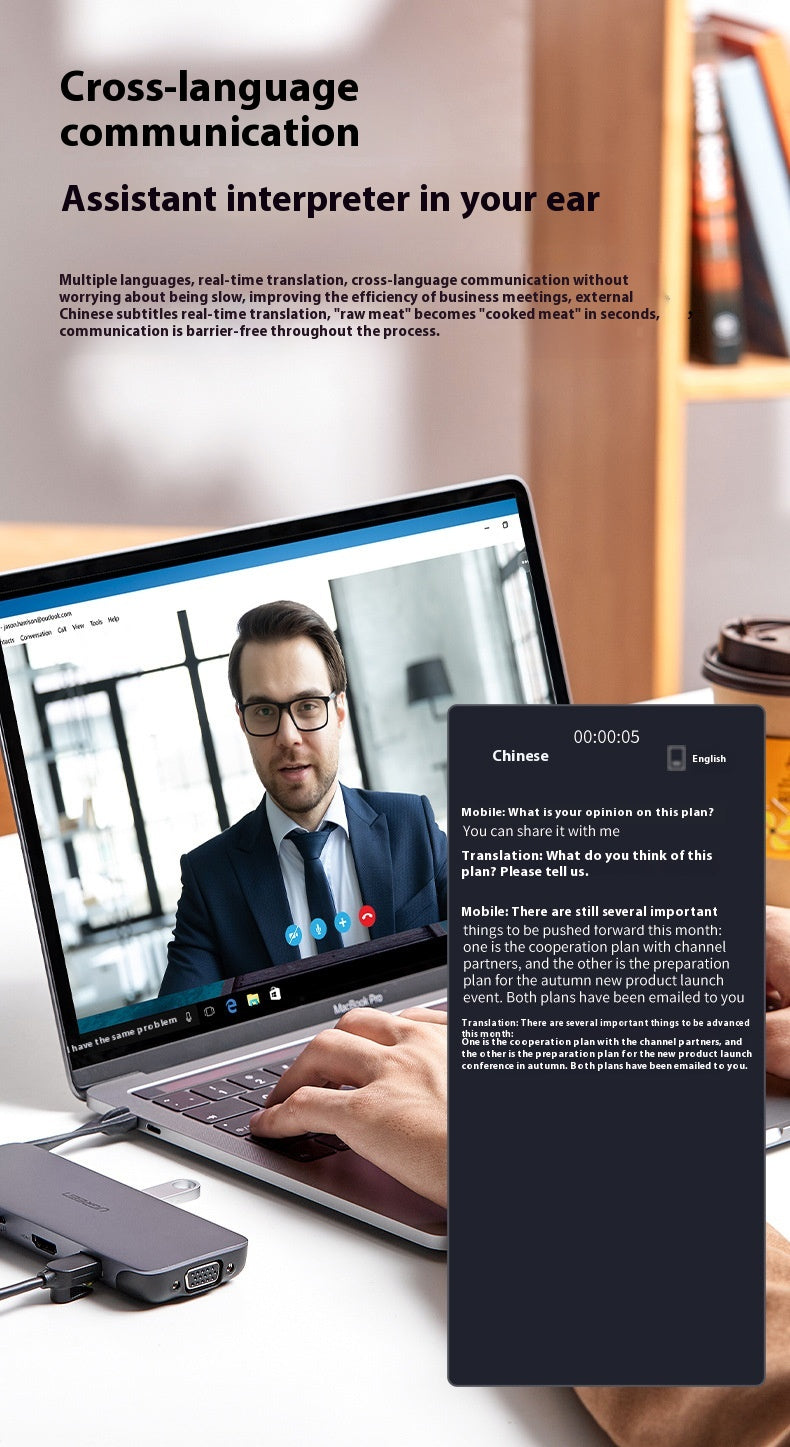 Recording & Translating AI Translation Wireless Bluetooth Glasses Headset Language Real-time Interpretation