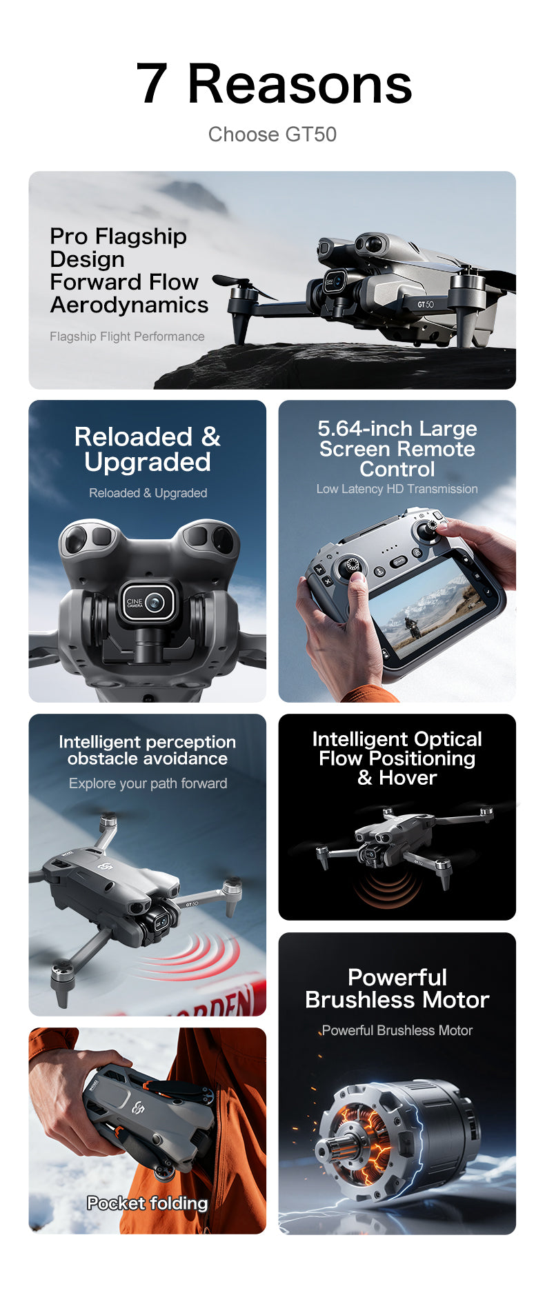 Dual Electric Drone - GT50-4.3-inch Screen Control